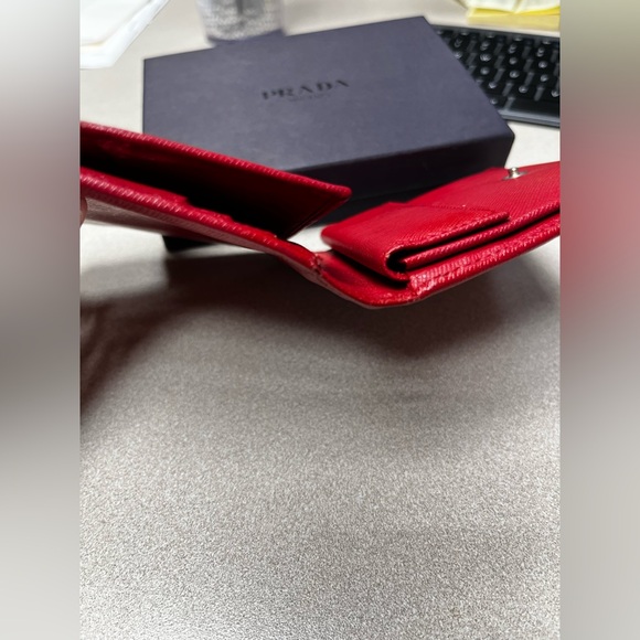 Prada Saffino red trifold Wallet with box - Picture 5 of 15